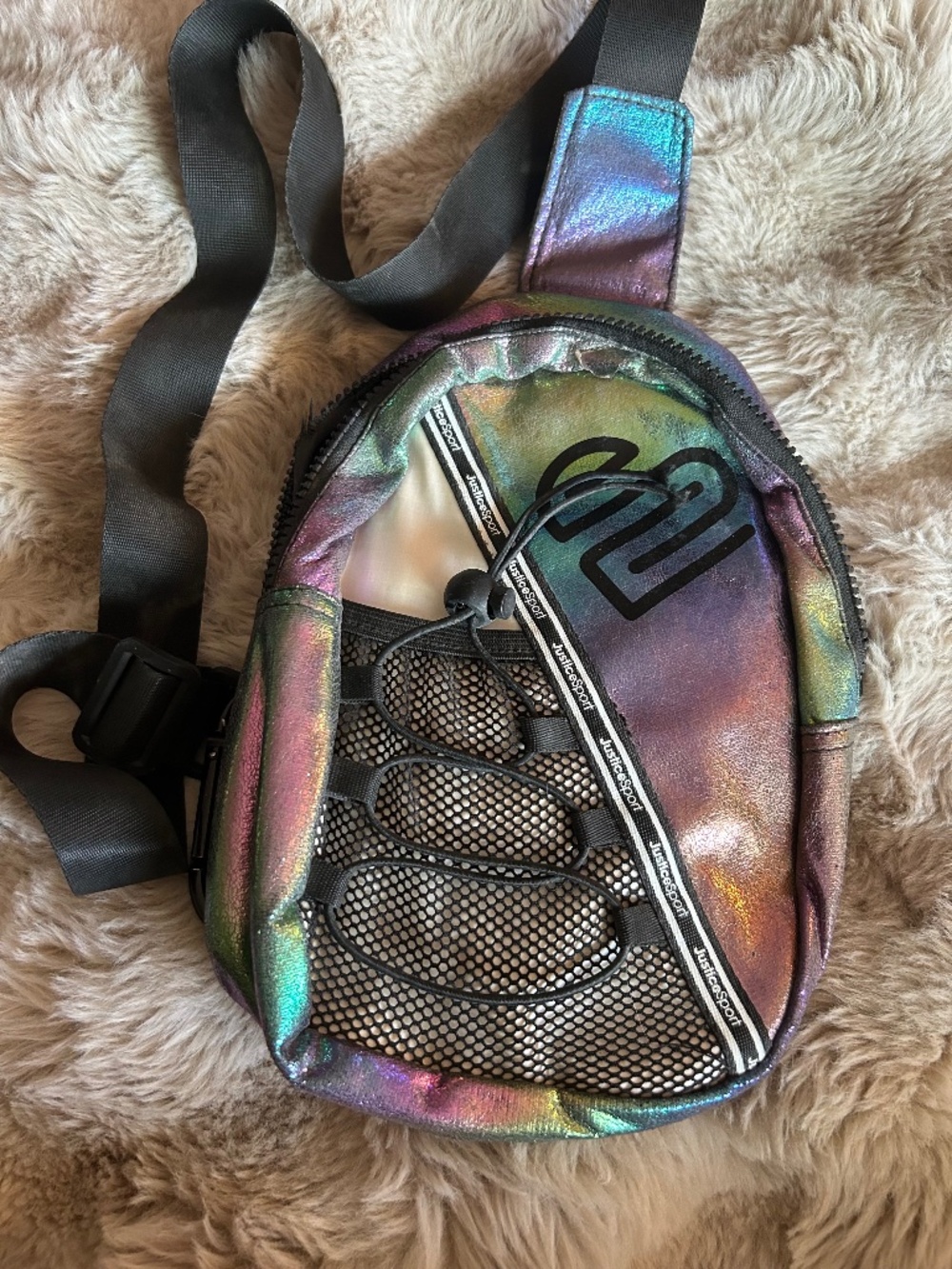 Iridescent Justice Sport Sling Cross-Body Bag / Mini Backpack